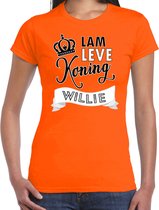 Bellatio Decorations oranje Koningsdag t-shirt - lam leve koning willie - dames XL