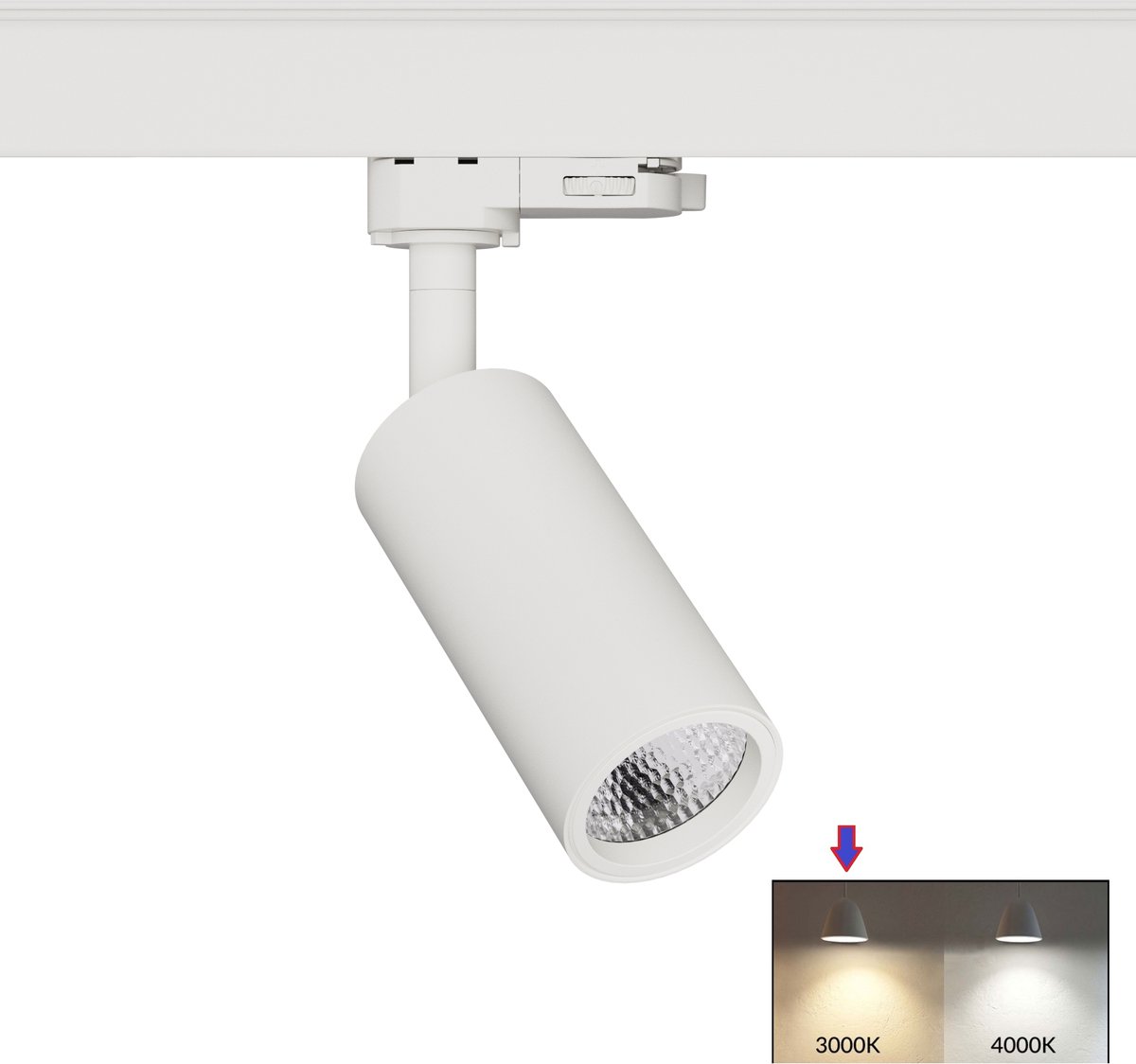 LED tracklight/railspot voor 3-fase railverlichting 10w 900lm wit 3000k