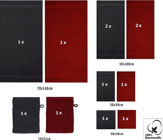 Belle Arti Premium meander leeuwen en amfore handdoeken, douchehanddoeken, gastendoekjes, saunadoeken, zachte badstof, katoen in verschillende maten in wit en zwart (set van 3, zwart