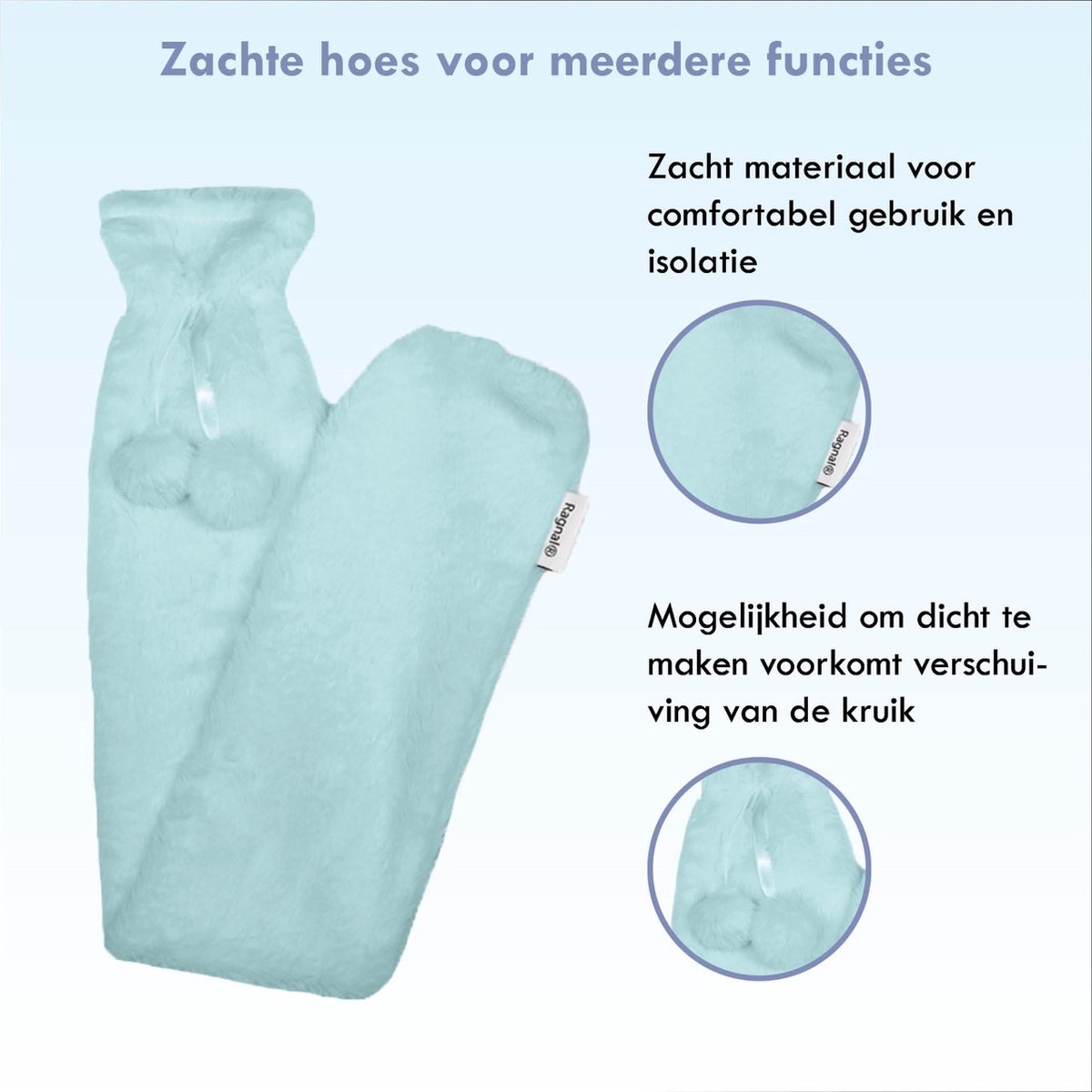 Ragnal Warmwaterkruik - Lichtblauw - Kruik Met extra zachte hoes - Warmtekussen - Extra Lang - 2L Inhoud - 8 uur warmte - Kruik - XXL – foto 7