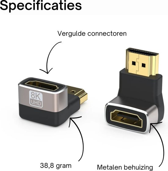 PNGKNYOCN HDMI-adapter, 90 graden, 8 K, 2 ondersteuningsgroepen mannelijk naar vrouwelijk, HDMI 2.1, rechthoekig, 8 K @ 60 Hz, 4 K @ 120 Hz, HDR (Left Bend PNGKNYOCN HDMI-adapter, 90 graden, 8 K, 2 ondersteuningsgroepen mannelijk naar vrouwelijk, HDMI 2.1, rechthoekig, 8 K @ 60 Hz, 4 K @ 120 Hz, HDR (Left Bend