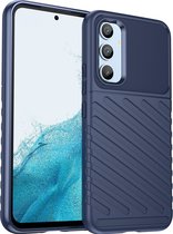 Mobigear Hoesje geschikt voor Samsung Galaxy A54 Telefoonhoesje Flexibel TPU | Mobigear Groove Backcover | Galaxy A54 Case | Back Cover - Blauw