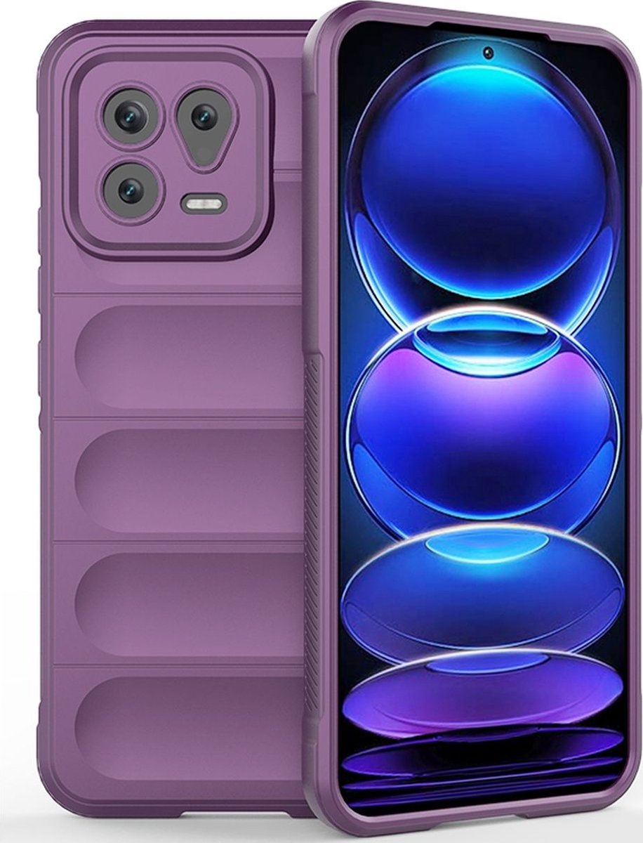 Mobigear Hoesje geschikt voor Xiaomi 13 Telefoonhoesje Flexibel TPU | Mobigear Bumpy Backcover | 13 Case | Back Cover - Paars
