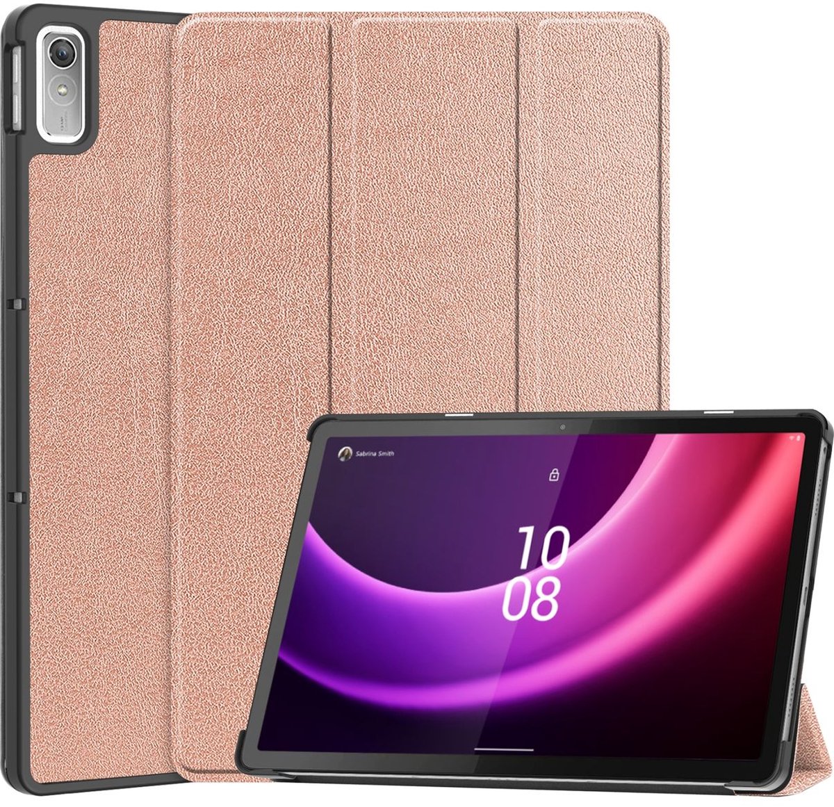 Mobigear Tablethoes geschikt voor Lenovo Tab P11 Gen 2 Hoes | Mobigear Tri-Fold Bookcase - Roségoud