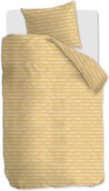 Knusse katoen dekbedovertrek Gebreid Strepen geel - eenpersoons (140x200/220) - fijn geweven en hoogwaardig - unieke dessin