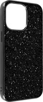 Geschikt voor iPhone 13 Pro Max-hoesje Glitterontwerp Rigid Relief Finish Zwart