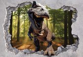 Fotobehang - Vlies Behang - Dino uit de Muur - 3D - Tirex - Dinosaurus - 520 x 318 cm