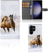 GSM Hoesje Geschikt voor Samsung Galaxy S23 Ultra Wallet Book Case Paarden