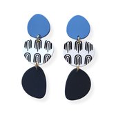 VILLA COCO Naomi - Boucles d'oreilles bleues - Grandes boucles d'oreilles - Boucles d'oreilles pour femmes - Boucles d'oreilles en polymère - Boucles d'oreilles déclaration - bleu