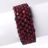 Armband kokoskralen - Donkerrood - 6 kralen breed