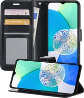 Hoesje Geschikt voor Samsung A14 Hoesje Book Case Hoes Wallet Cover - Hoes Geschikt voor Samsung Galaxy A14 Hoesje Bookcase Hoes - Zwart