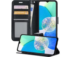 Hoesje - Met Pasjeshouder - Geschikt voor Samsung Galaxy A14 - Luxe Bookcase Portemonee - Flip Case - Kunstleer Book Case - Flipcase - Book Cover - Walletcase - Portemonneehoes - Telefoonhoesjes - Zwart