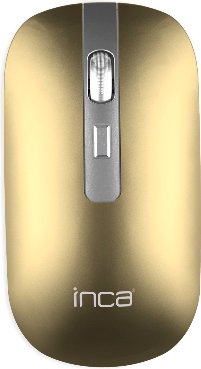 BasicTeQ: Inca IWM-531RS muis Bluetooth & Wireless Rechargeable Special Metallic Silent Mouse - Optical Mouse - Bluetooth 3.0 and Bluetooth 5.1 - 800-1200-1600 Dpi - Wireless Working Distance 8M - 4D Key, Silent Key (Right and Left key)