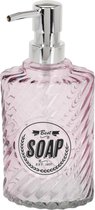 Distributeur de savon/distributeur de savon rose en verre 300 ml - Distributeur de savon salle de bain/cuisine