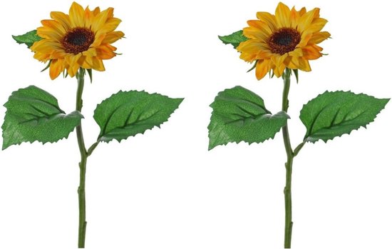 12x stuks gele zonnebloemen kunstbloemen 35 cm - Helianthus - Kunstbloemen boeketten geel