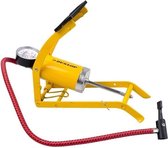 Dunlop Voetpomp fietspomp/ballen/autobanden - geel - met mano meter / drukmeter - 8 bar