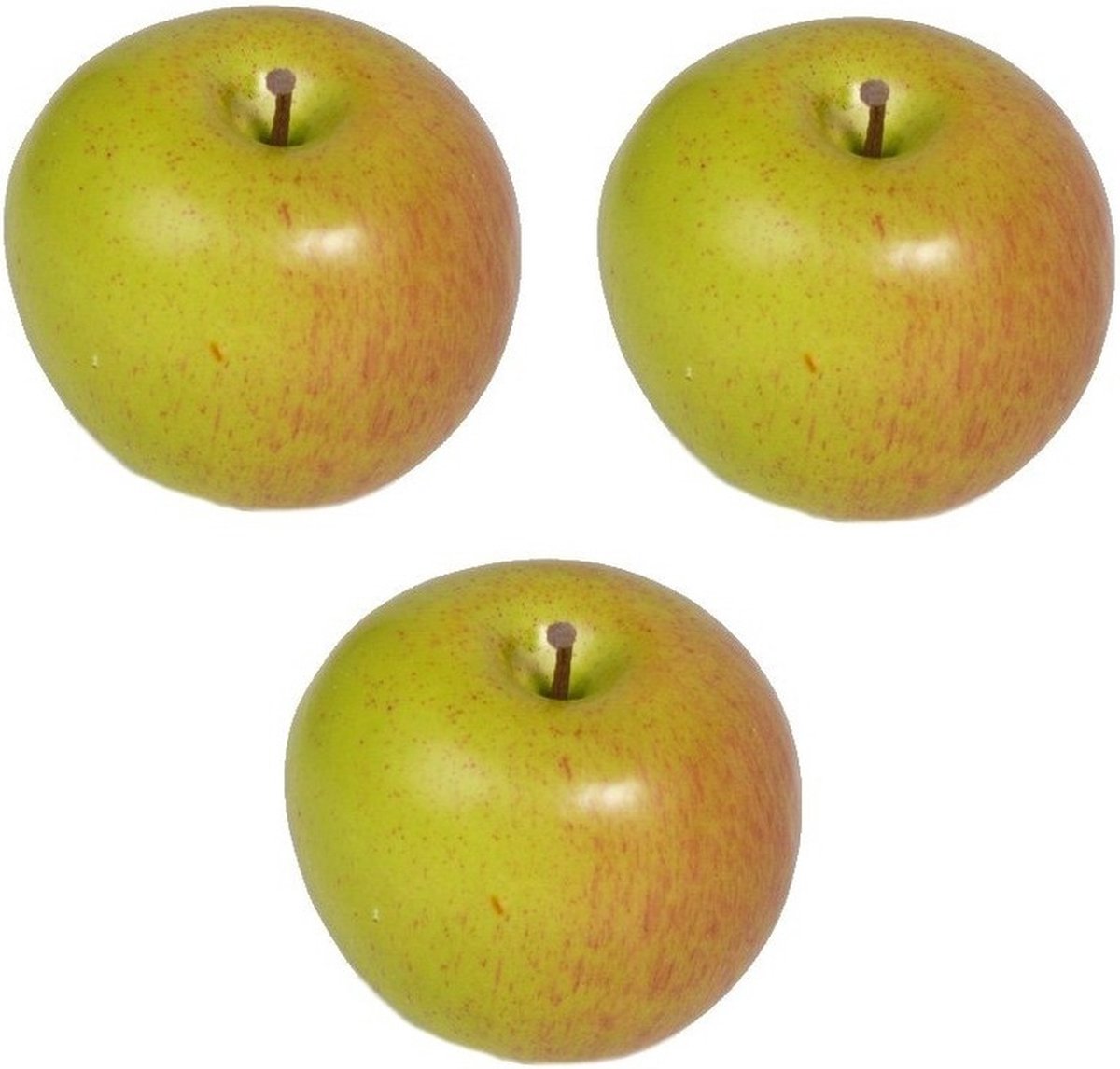 Bellatio Flowers & Plants Kunstfruit - 3x - appel - verzwaard - 8 cm - decoratiefruit - sier - fruitschaal Multi