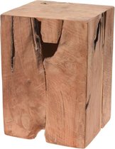 Home&Styling Kruk teak hout - 25 x 25 x 35 cm - duurzaam gerecycled teak hout