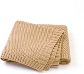 Couverture Bébé tricotée - Couverture de berceau - Couverture de berceau - Marron/Beige - 80x100 cm