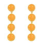 Smiley Oorbellen - Oranje | 5 x 1 cm | Bijoux / Staal | Fashion Favorite