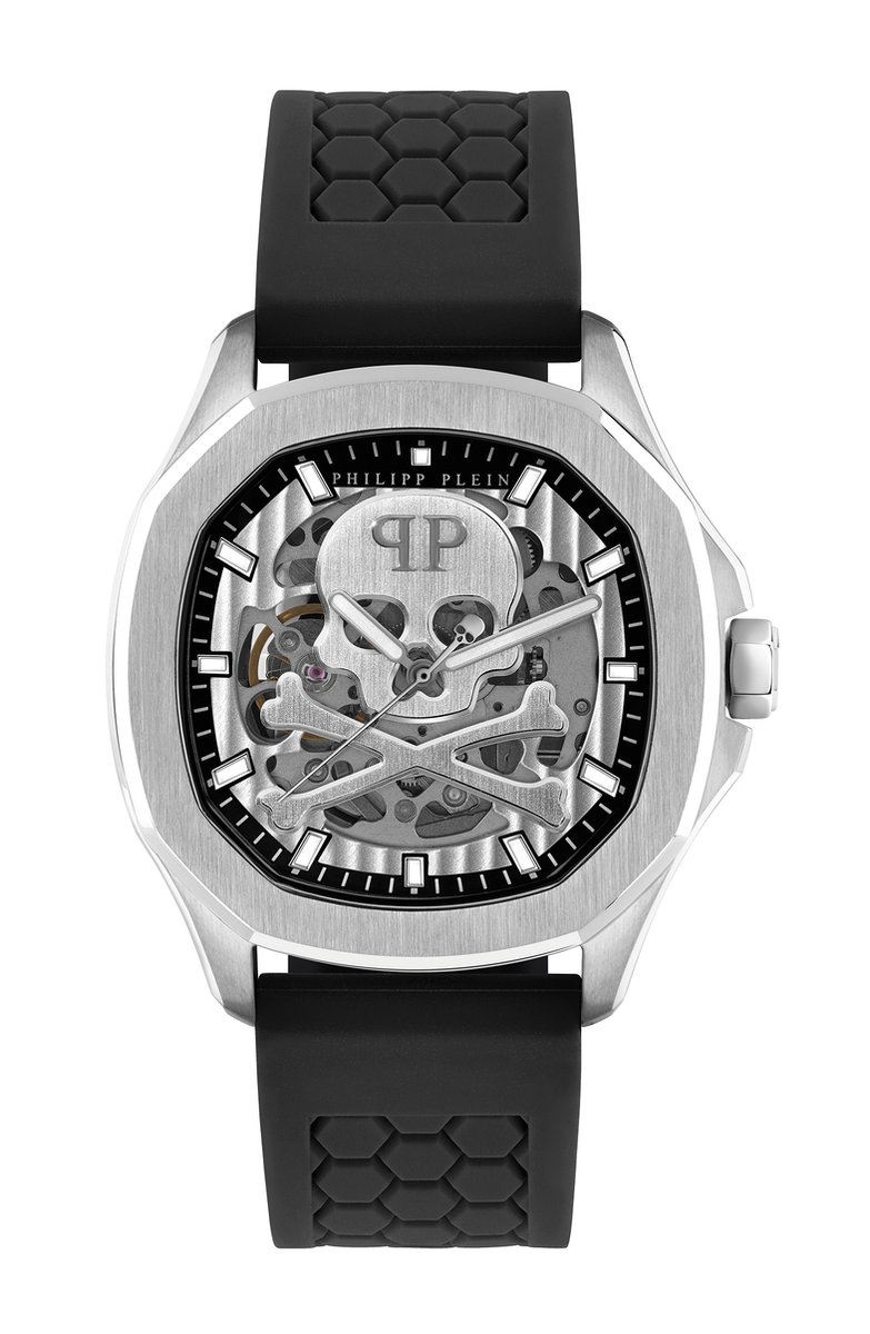 Philipp Plein $keleton $pectre PWRAA0123 Horloge - Siliconen - Zwart - Ø 42 mm
