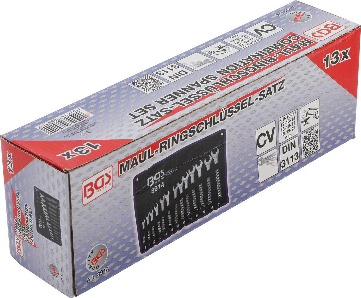 BGS Steekringratelsleutelset kant met ratelfunctie SW 8 - 21 mm 13-delig - 8914