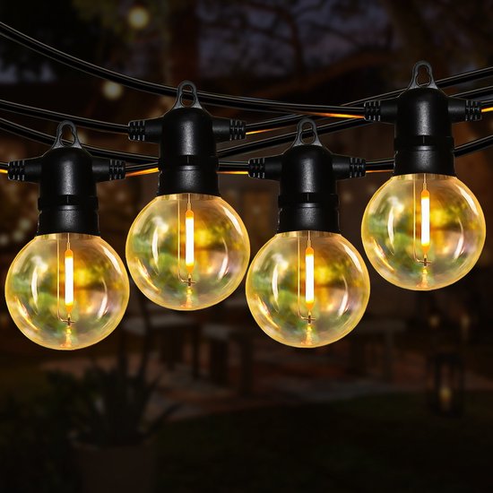 EverNeeds Lichtsnoer Buiten - Met Dimfunctie - Lichtslinger 25 LED - 11 Meter - Sfeerverlichting Buiten en Binnen - Kerstverlichting - Tuinverlichting - Lampjes Slinger - Waterdicht - 2 Extra Leds