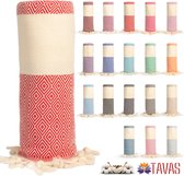 Tavas Hamamdoek Rood Strandlaken %100 Katoen XL Saunalaken 100 x 180 cm Badhanddoek Groot Douchelaken Dames Hotel Handdoek Pestemal Fouta Pareo Yoga Deken Heren
