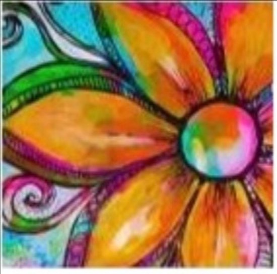 Foto: Diamond painting grote bloem extra blinkende steentjes 40 x 40 cm vierkante steentjes