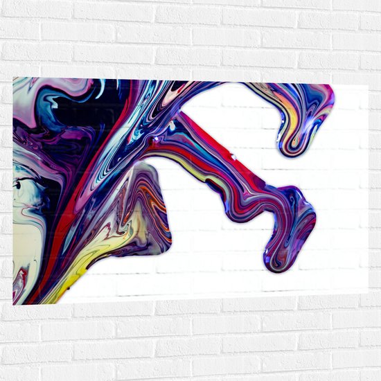 Muursticker - Uitlopende Verf van Verschillende Kleuren - 120x80 cm Foto op Muursticker