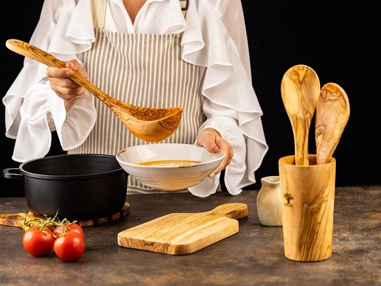 6 Pièces Louche à Soupe En Bois - Cuillères Long Manche Pour Cuisiner, Mélanger Et Servir