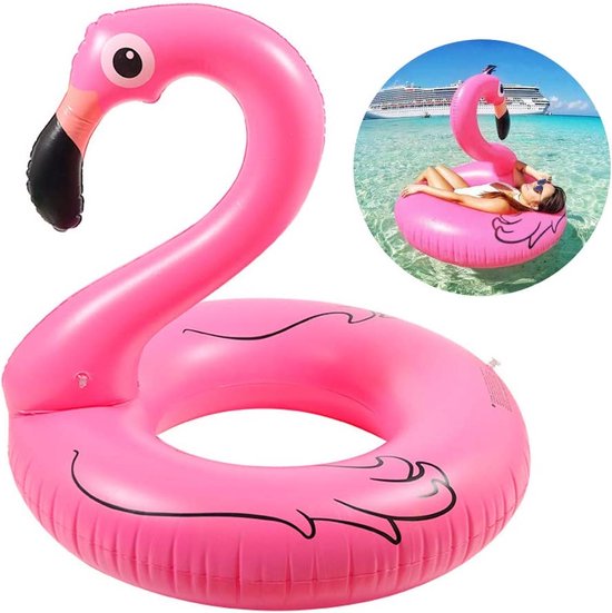 Flamingo Opblaasbaar Zwembad Flamingo Zwemring Ca. 110 cm opblaasbaar flamingozwemringzwembad voor volwassenen en kinderen roze