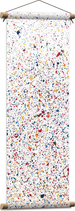 Textielposter - Witte Ondergrond Vol Verschillende Kleuren Stippen - 30x90 cm Foto op Textiel