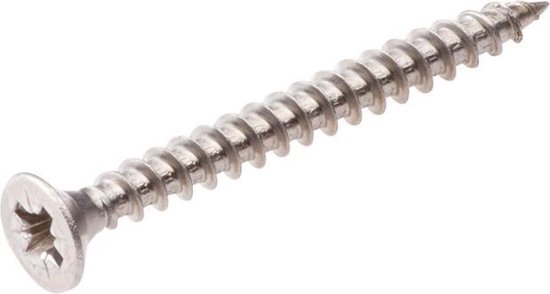 Hoenderdaal Vis pour aggloméré en acier inoxydable tête fraisée plate PZ2 filetage complet 4,5X25 (par 200 pièces)