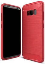 Samsung Galaxy S8 Plus - Geborstelde TPU Cover - Rood