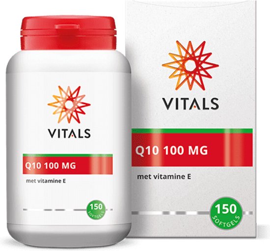 Foto: Vitals q10 100 mg 150 softgels zuivere hoogwaardige q10 met vitamine e