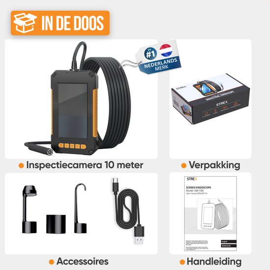 Caméra d'endoscope industriel 8mm Double objectif étanche Drain Snake  Caméra 1080p Hd 5 « Écran Caméra d'inspection d'endoscope numérique