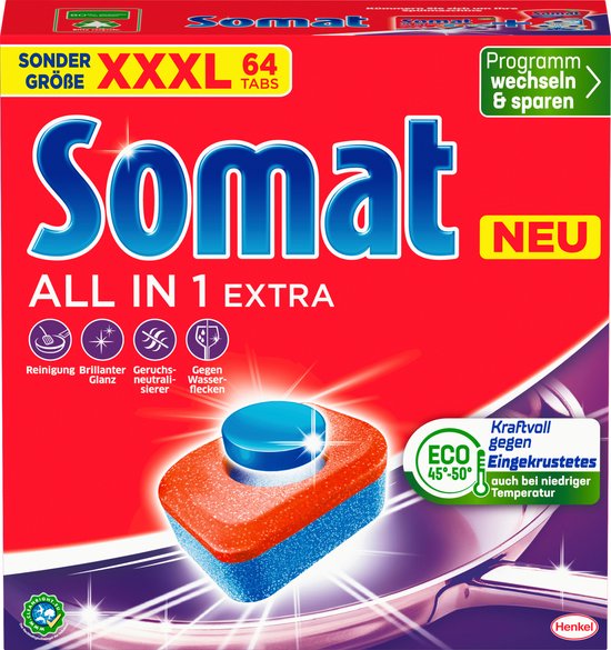 Somat Vaatwastabletten All-in-1 Extra, 64 stuks | bol.com