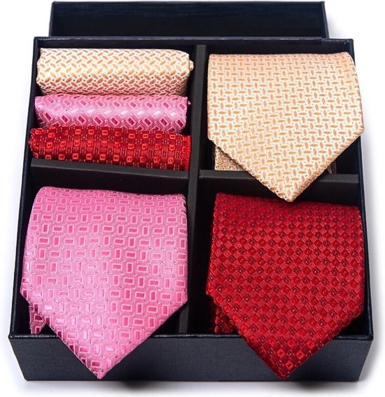 3 stuks 100% zijden stropdassen en pochetten in een geschenkdoos | luxe doos - giftbox - cadeau