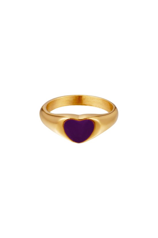 Stainless steel -enamel- heart -ring- purple - Paars-18- yehwang