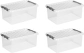 Sunware - Q-line opbergbox 45L - Set van 4 - Transparant/grijs