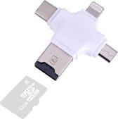 4-in-1 USB-C / Type-C & USB 2.0 & Micro USB en 8-pins TF-kaartlezer voor MacBook, pc, laptop, smartphone met OTG-functie, ondersteuning FAT32 & exFAT (wit)