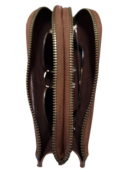 NEGOTIA Delta - Dubbele Brillenkoker - Brillenhouder - Brillenetui - Brillenhoes Voor Dames & Heren - 100% Luxe Top-Grain Leer Met Beschermende Hard Case - Brillendoos - Groen - NEGOTIA Leather
