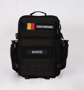 Backpack gepersonaliseerd met jouw eigen naam | Waterdicht | Rugzak | Rugtas | CrossFit | Dagrugzak | Wandelen | Hike rugzak | Schooltas | 45 Liter | Zwart | Naampatch 11x3 CM