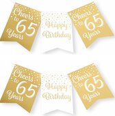 Paperdreams verjaardag vlaggenlijn 65 jaar - 2x - wit/goud - 600 cm