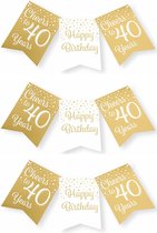 Paperdreams verjaardag vlaggenlijn 40 jaar - 3x - wit/goud - 600 cm