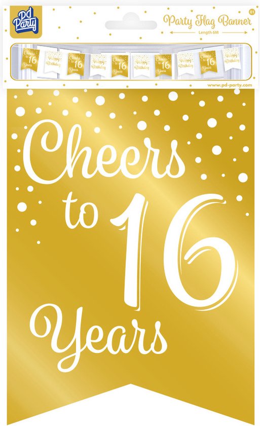 Paper Dreams Bunting Hb-16 Ans 6 Mètres Carton Or/Blanc