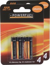 Powerful Batterijen - AAA type - 8x stuks - Alkaline - Long life