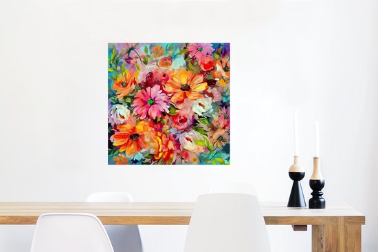 Poster Fleurs - Coloré - Art - Peinture à l'huile - 50x50 cm