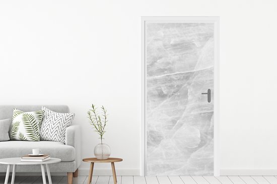 Deurposter 80x205 cm - Deursticker Marmer - Steen - Wit - Luxe - Marmerlook - Meubelfolie zelfklevend - Deurfolie woonkamer - Interieurfolie fotobehang - Deur plakfolie - Deurstickers - Deurbehang sticker - Kamer decoratie